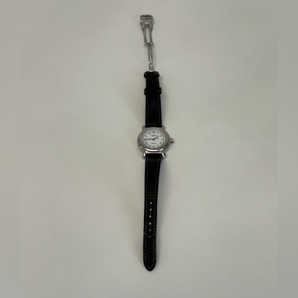 HERMES Kepler Authentic Auto Women Watch. Silver dial & Green Leather band. - Picture 6 of 16